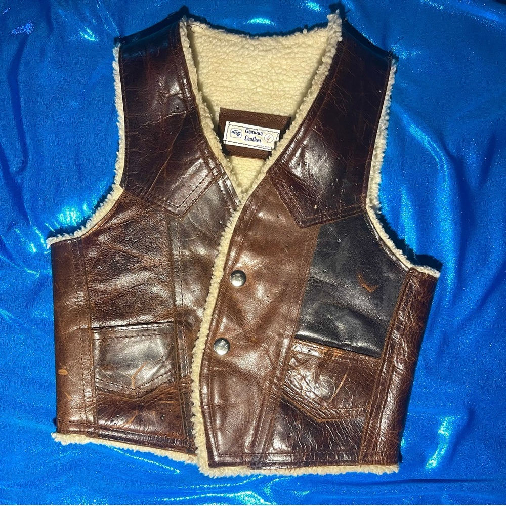 Custom Leather Shearling Vest - Boy Size 4